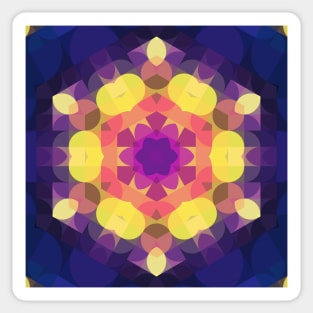 Retro Mandala Flower Pink Yellow Purple and Blue Sticker